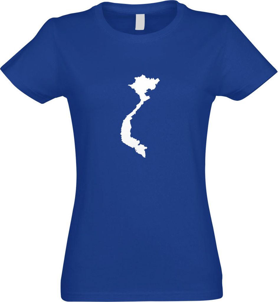 Kiwistar - T-Shirt tailliert - Damen - royal - Vietnam Umriss Kontur - mit Motiv Bedruckt - Funshirt Design - Sport - Freizeit - Damen - XXL