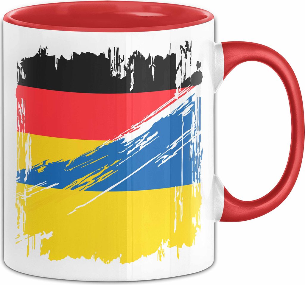 Ukraine Deutschland Flagge Halb Deutscher Halb Ukrainer Fußball Germany 2024 Europa Ukrain (Rot)