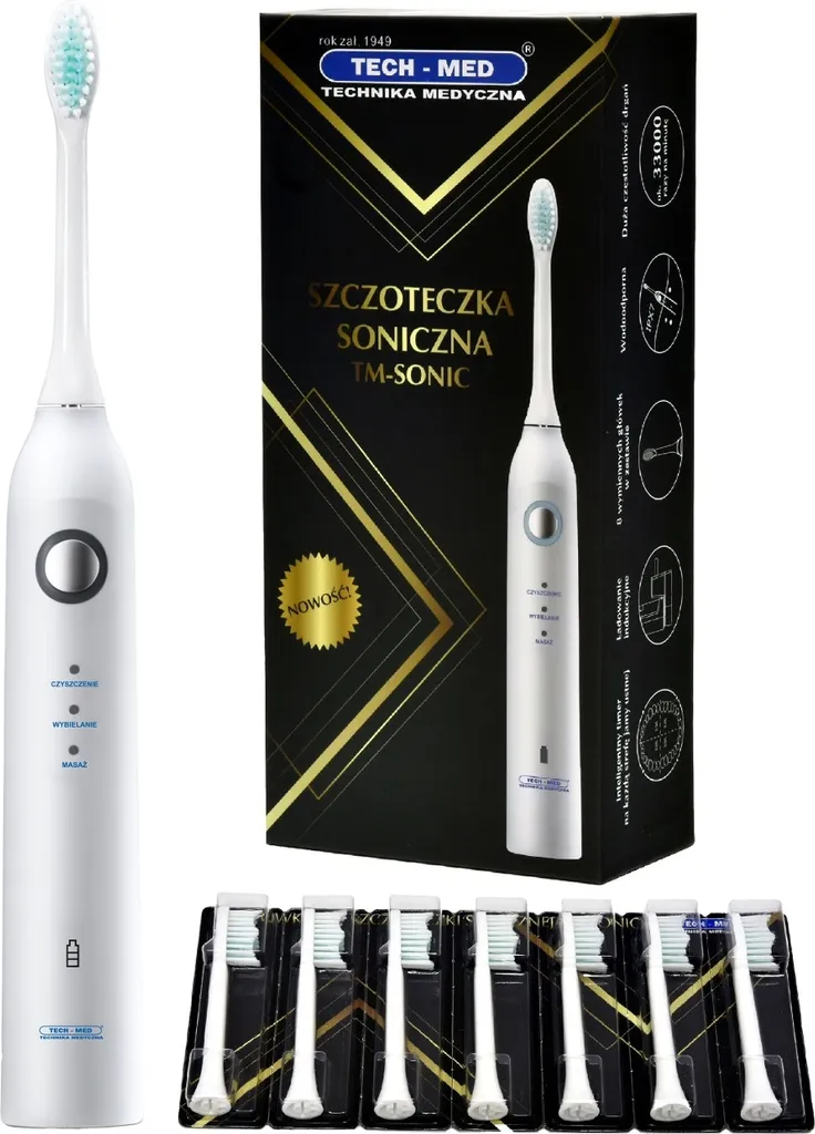 Brosse Sonic Shall Tech-Med TM 33000 osc/min pour un Blanchiment Naturel