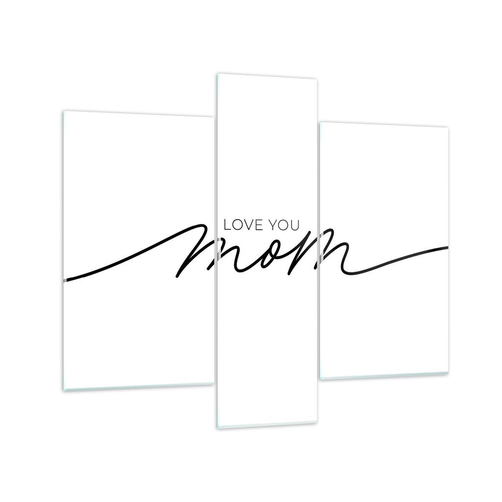 Bilder auf glas - 3 Teile - Ich liebe dich Mama - 95x80cm - Glasbilder - Wandbilder - Bilder - zum Aufhängen bereit - Wanddekoration aus Glas - Gl...