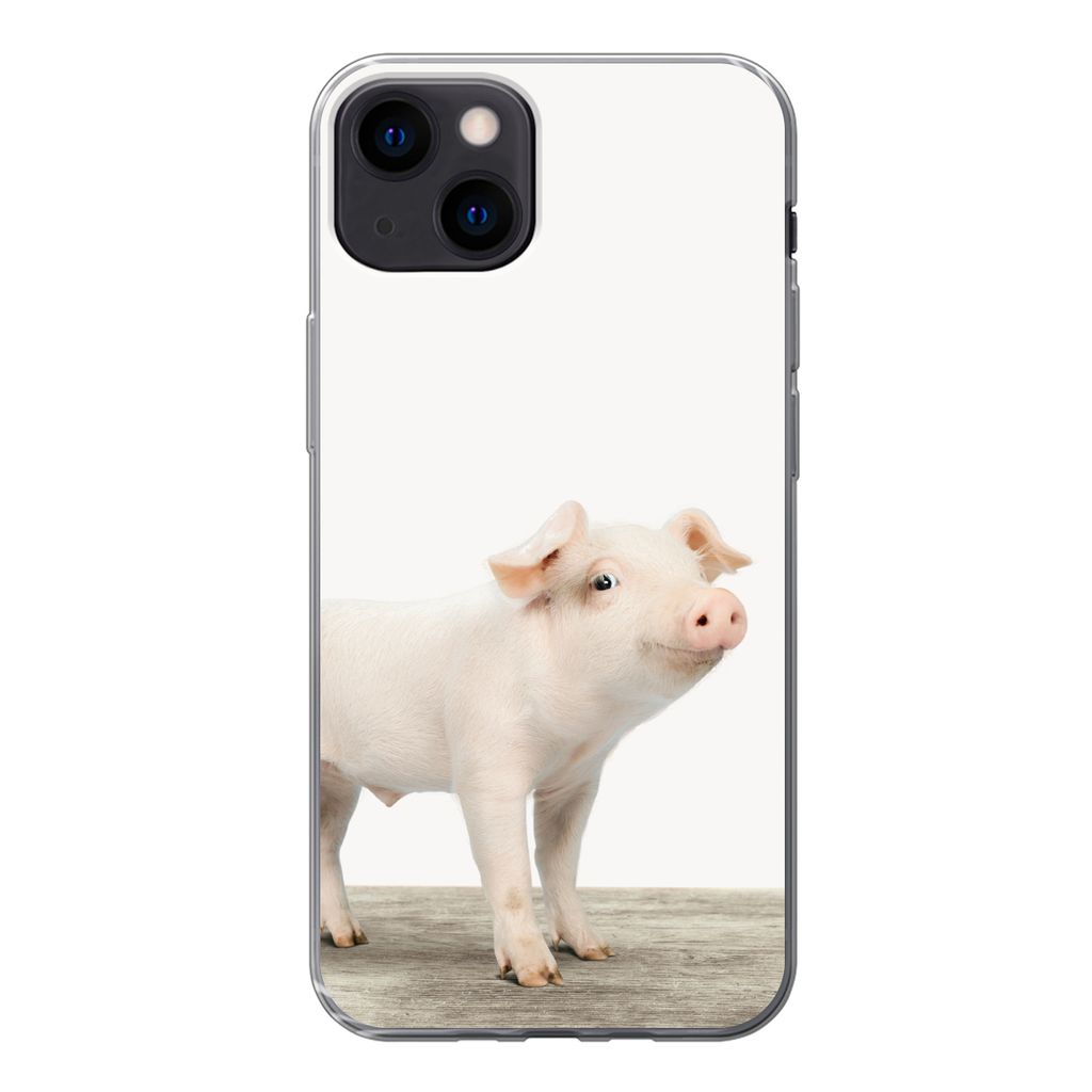 MuchoWow Handyhülle Schutzhülle Hülle für iPhone 13 Ferkel - Groß - Tiere - Rosa - Jungen - Mädchen - Kinder Silikon Softcase Handy Hülle ...