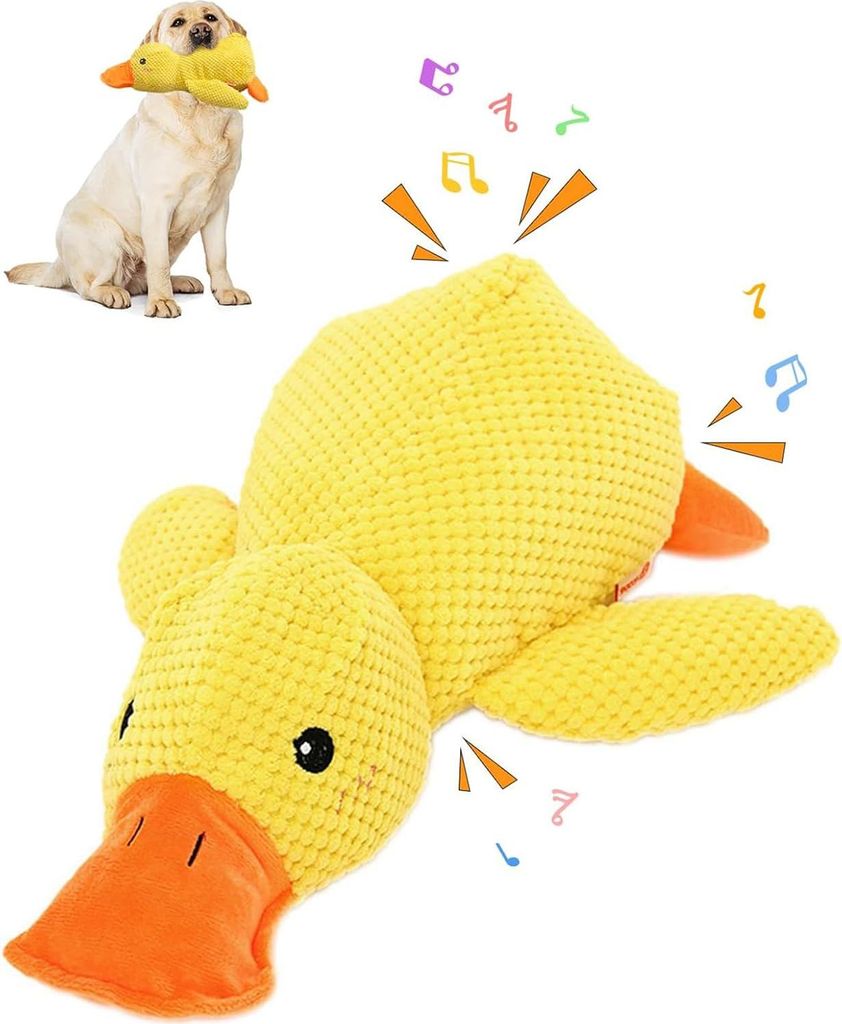 Hundespielzeug - Gelbe Ente Quietschspielzeug für Haustiere, Unverwüstliches Plüschspielzeug für Kauer von kleinen, mittelgroßen und großen R...