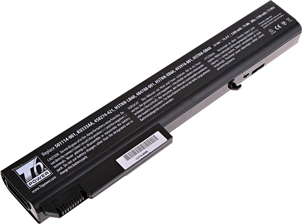 T6 Power Akku für Hewlett Packard Laptop, Teilenummer HSTNN-W46C, Li-Ion, 14,4 V, 5200 mAh (74 Wh), schwarz