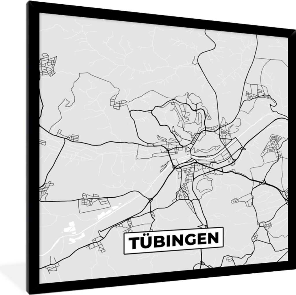MuchoWow Gerahmtes Poster Deutschland - Karte - Tübingen - Stadtplan 40x40 cm - Poster mit Schwarzem Bilderrahmen Wandposter Rahmen Foto Bilder ...