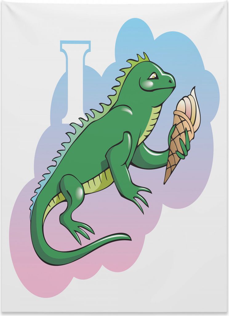 Abakuhaus Leguan Wandteppich, Tier in Nursery Cartoon aus Weiches Mikrofaser Stoff Kein Verblassen Klare Farben Waschbar, 110 x 150 cm, Mehrfarbig