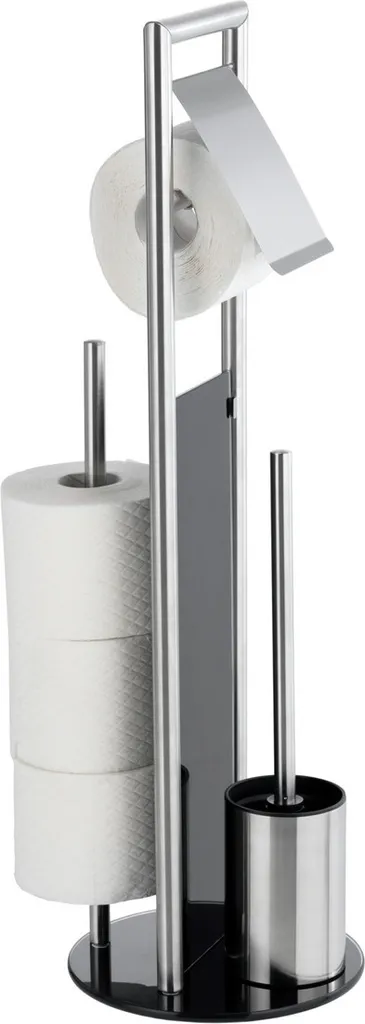 WENKO Ravina Set WC Acciaio Inox - Portarotolo + Scopino - Piantana Bagno