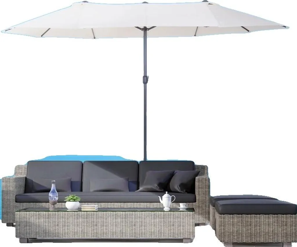 Grand parasol rectangulaire 4m50 avec écran latéral pour la terrasse
