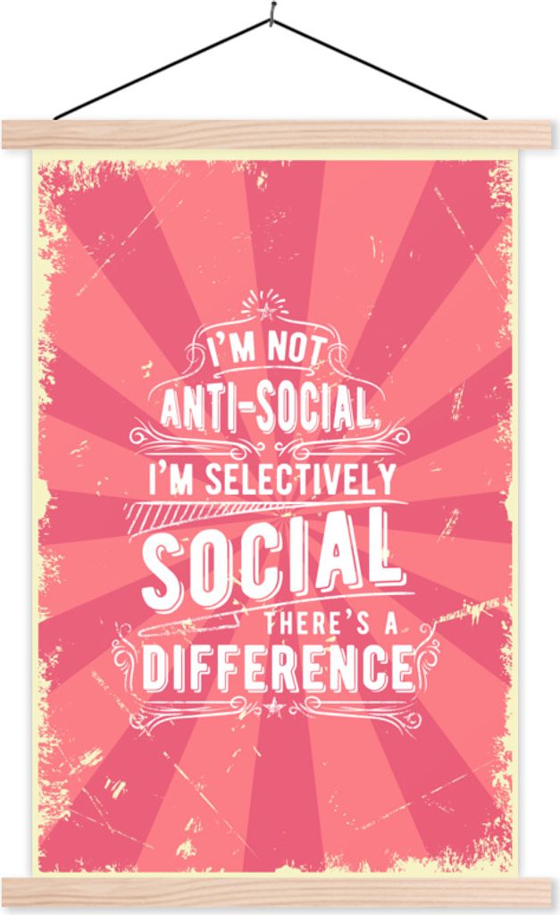 MuchoWow Textilposter Vintage - Muster - Text 40x60 cm mit holzfarbenen Rahmen - Poster