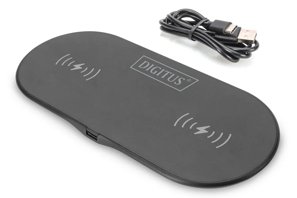 Double Pad de Charge sans Fil 15W DIGITUS avec Design Compact