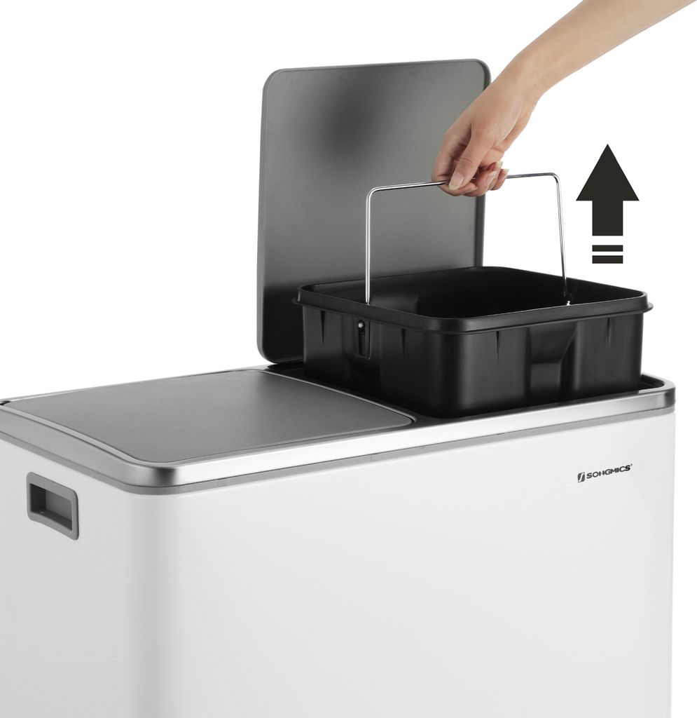 SONGMICS Mülltrenner 2 x 30,0 l weiß Produktbild 11