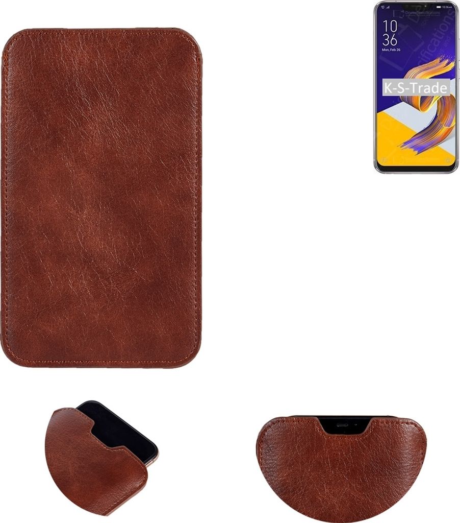 K-S-Trade Schutzhülle Handyhülle kompatibel mit Asus ZenFone 5 ZE620KL Handytasche Kunstleder Sleeve in braun