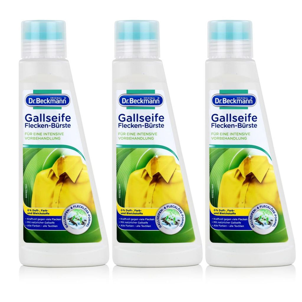 3x Dr. Beckmann Gallseife Flecken-Bürste 250 ml - Alle Farben - alle Textilien