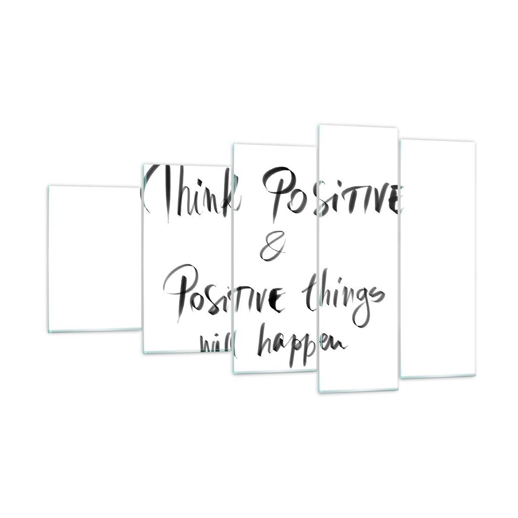 Bilder auf glas - 5 Teile - Motto Gedanke positiv - 100x60cm - Glasbilder - Wandbilder - Bilder - zum Aufhängen bereit - Wanddekoration aus Glas -...