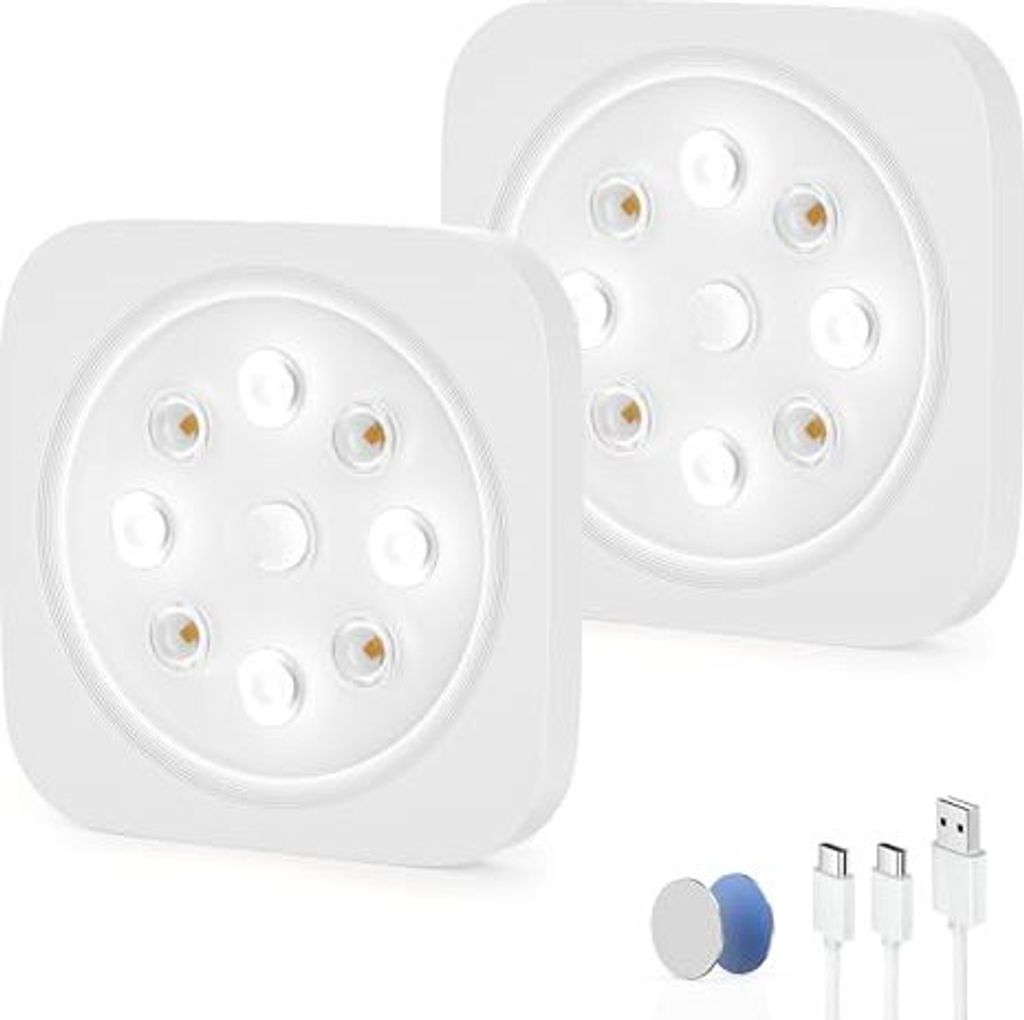 Schrankbeleuchtung Led Lampe - 1200mAh 6500K Unterbauleuchte Küche Licht Aufladbar mit Bewegungsmelder Kleine Magnetische Schranklicht Treppenlicht