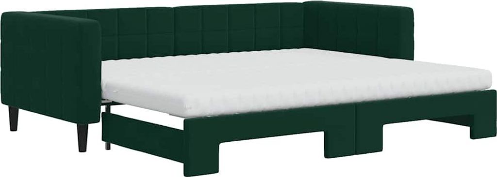 vidaXL Tagesbett Ausziehbar mit Matratzen Dunkelgrün 90x200 cm Samt