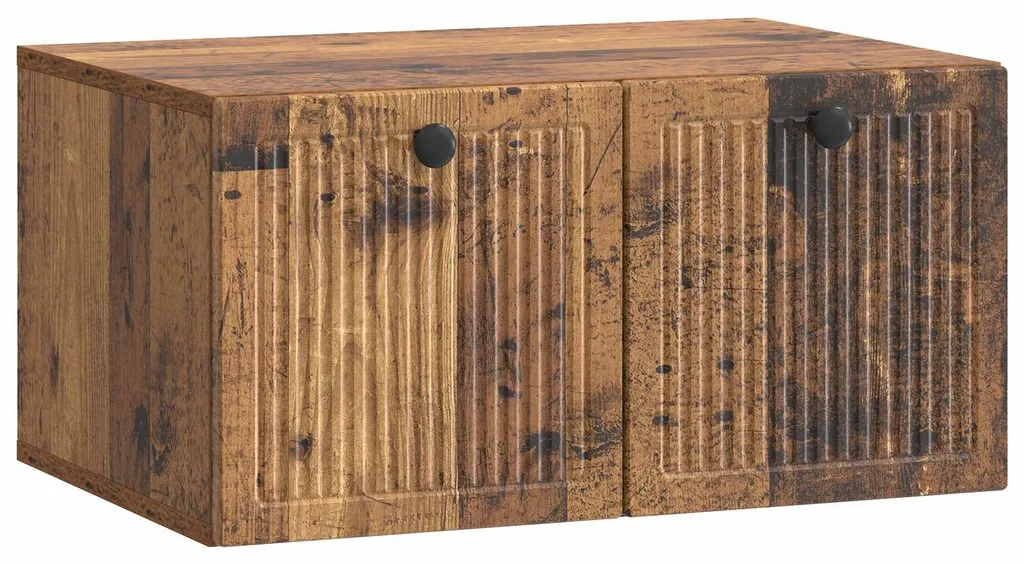 Petit meuble TV suspendu bois vintage - Rangement mural gain de place