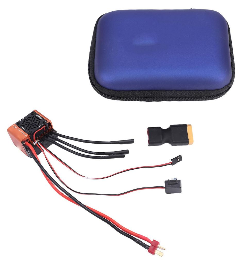 Bürstenloser ESC 60A 2-3S elektrischer Geschwindigkeitsregler mit Stecker-Kombi-Set für 1/10 1/12 RC Car Truck Crawler Buggy Orange