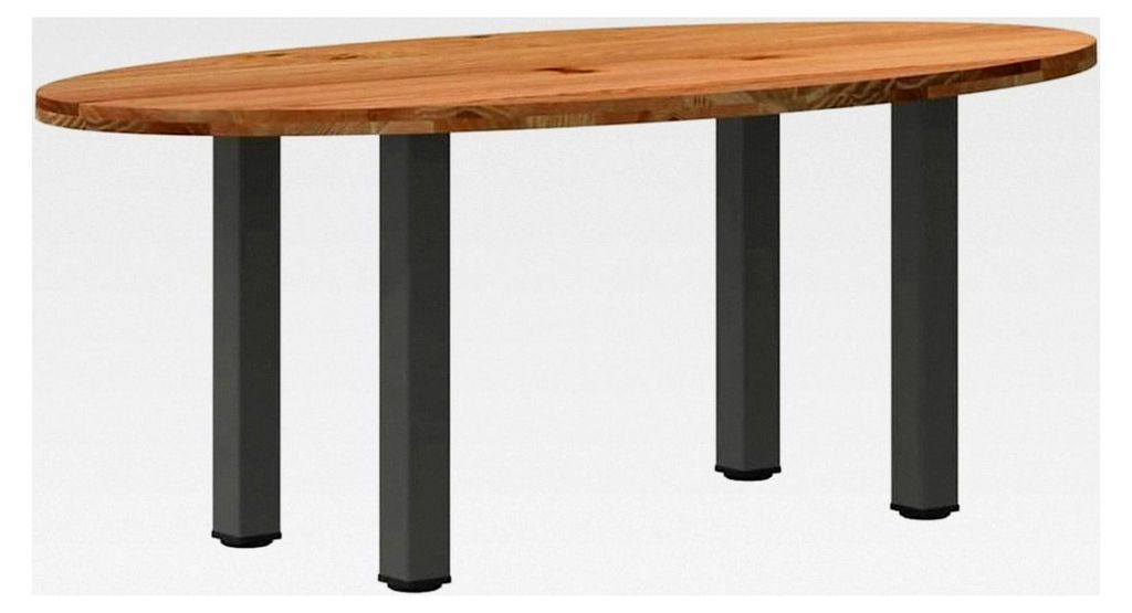 Esstisch aus massivem Eichenholz, oval, hellbraun, 200x100x74 cm
