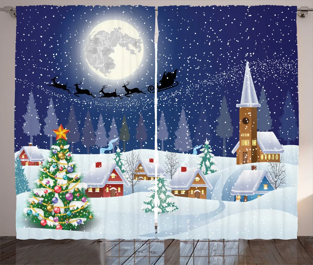 ABAKUHAUS Rideau Rustique Père Noël Volant 280x225cm pour Salon