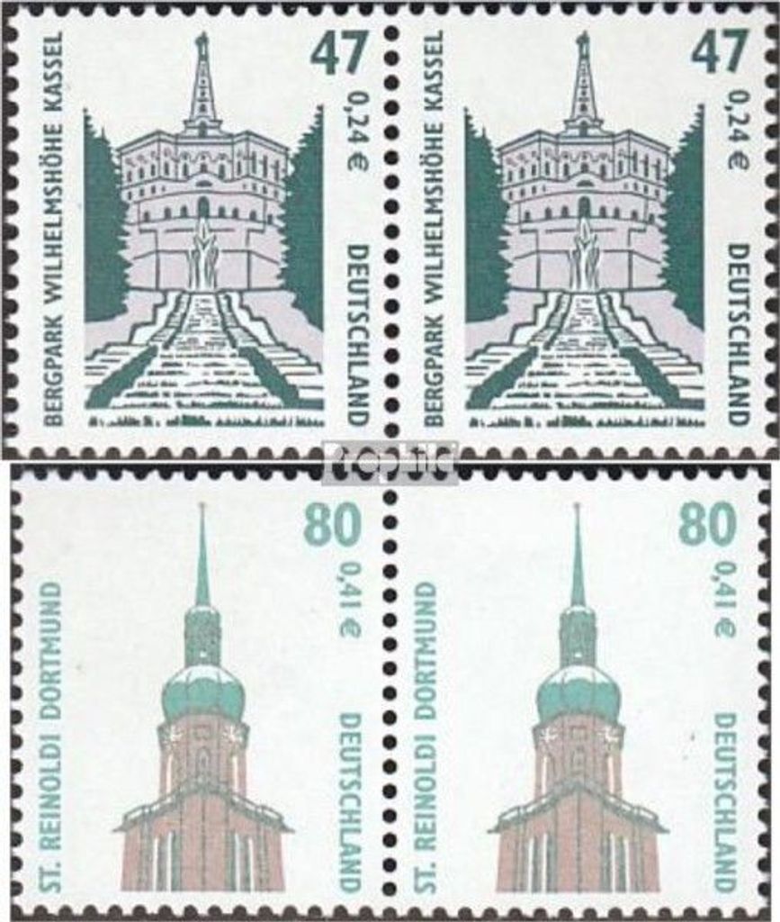 Briefmarken BRD (BR.Deutschland) 2001 Mi 2176wP-2177wP waagerechte Paare (kompl.Ausg.) gestempelt Sehenswürdigkeiten