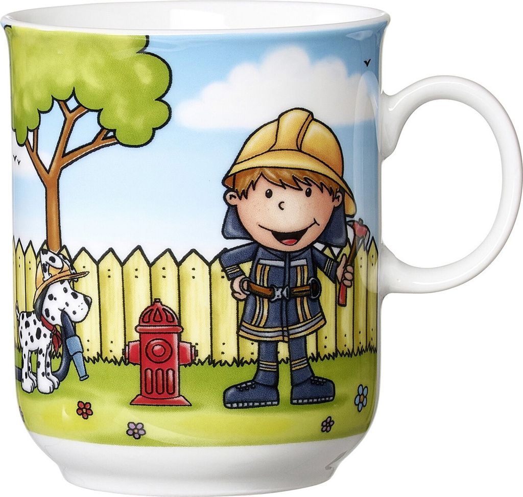 Ritzenhoff & Breker Feuerwehrmann Bernie Kinder-Trink-Becher, Kinderbecher, Tasse, Kinder, Porzellan, 270 ml, 427042