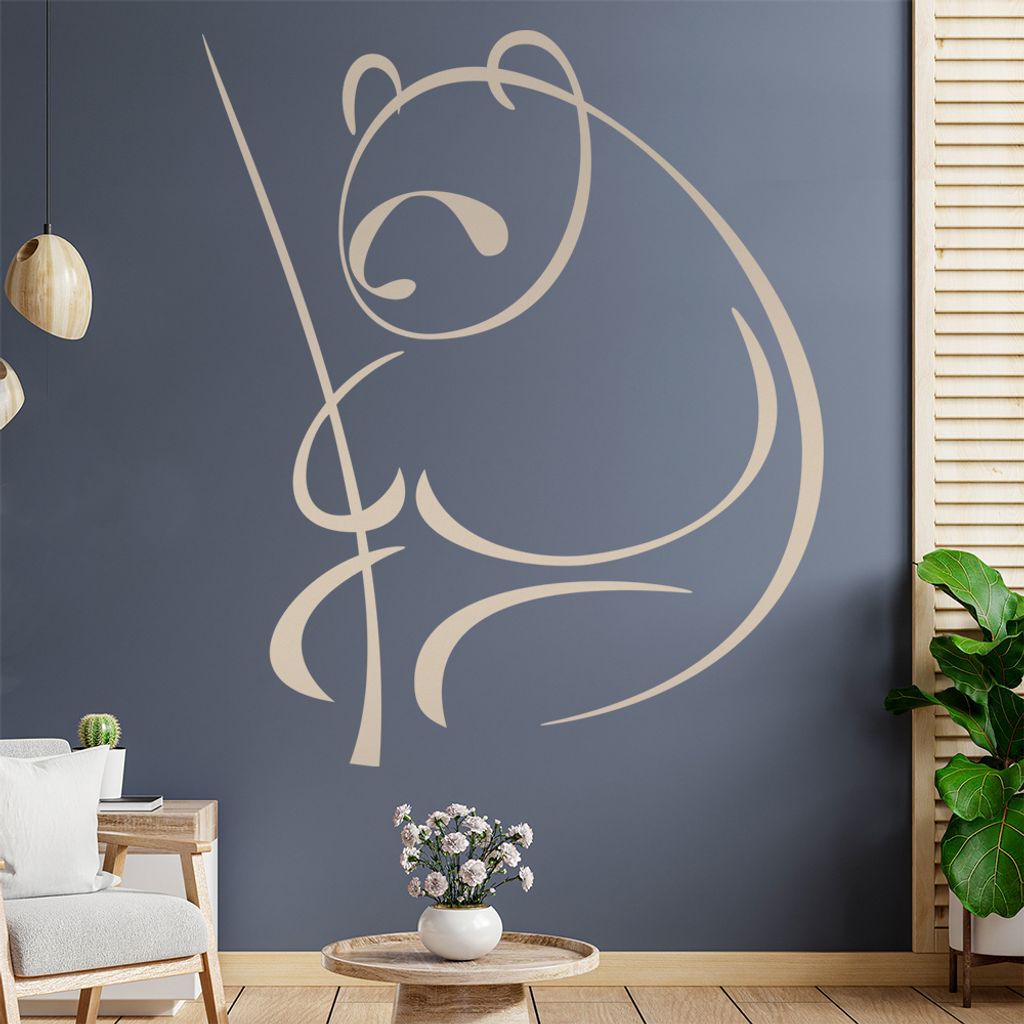 Panda Linien Wandtattoo in 6 Größen - Wandaufkleber Wall Sticker - Dekoration, Küche, Wohnzimmer, Schlafzimmer, Badezimmer