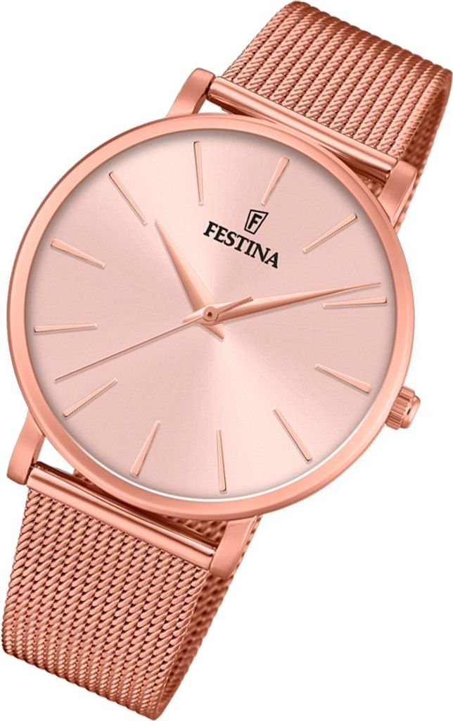 Festina Damen Uhr Ladies Classic F20477/1 Stahl Armband-Uhr rosegold UF20477/1