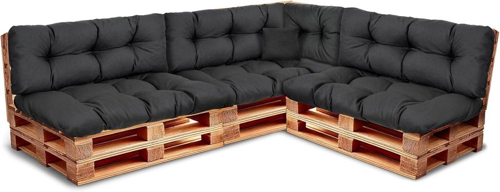 Best Wool rückenlehne für palettenkissen set, wetterfestes europaletten polster mit Polyurethanflockfüllung – schwarz 3×120x40, 3×120x80, 60...