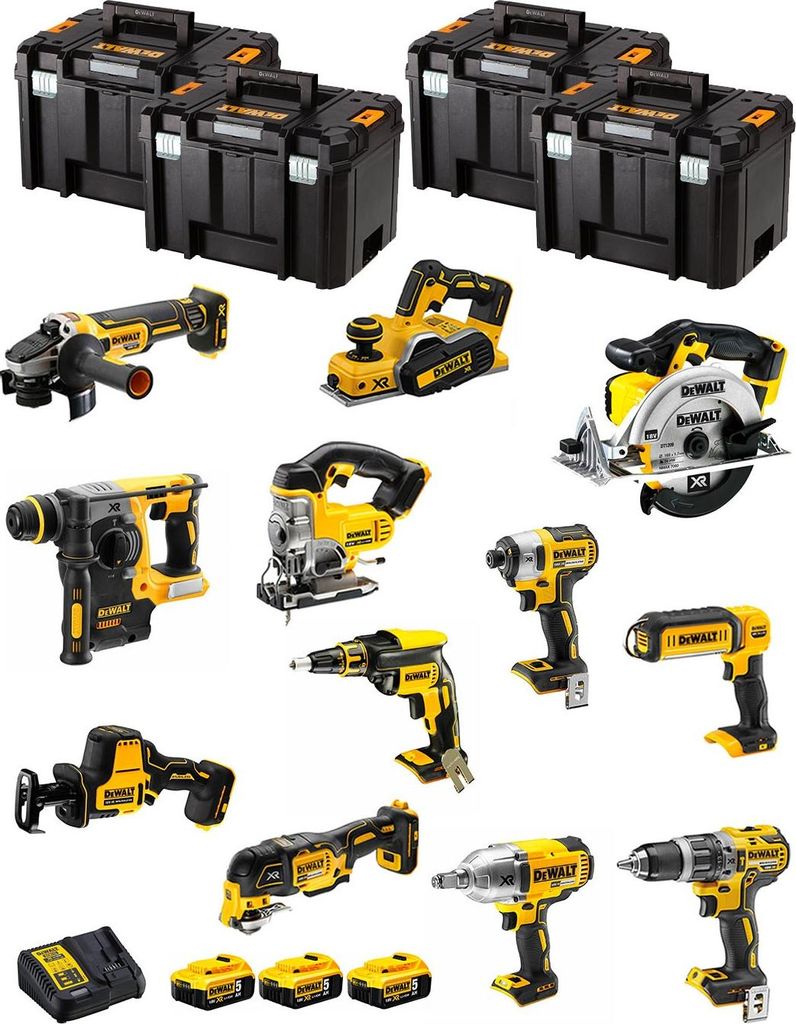 DeWALT Kit DWK1202T (DCD796+DCH273+DCG405+DCF887+DCF899H+DCS331+DCS391+ DCS355+DCP580+DCS369+DCL050+DCF620+3x5,0Ah+DCB115+4xTVI)