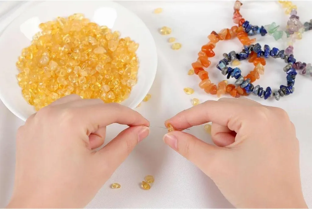 Kit Perles en Pierres Naturelles 7 Chakra pour Création de Bracelet DIY