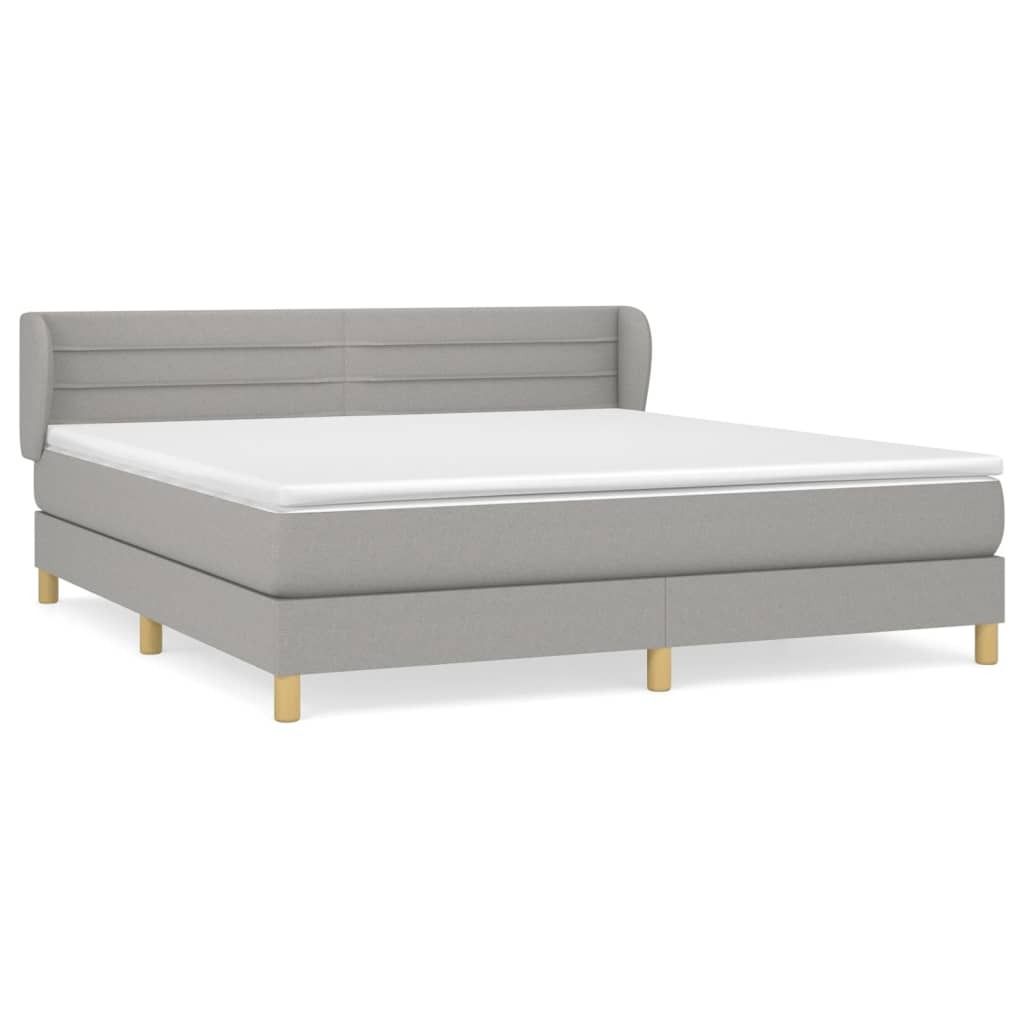 Möbel Boxspringbett/bettgestell - Bettrahmen - Doppelbett - mit Matratze Hellgrau 180x200 cm Stoff - Polsterbett Klassische Betten CLORIS2496253