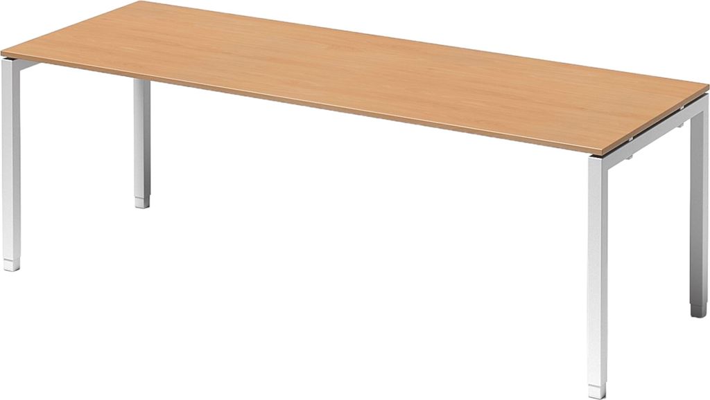 Bisley Cito Schreibtisch U-Gestell verstellbar - Nachbildung: Buche, Gestell: Verkehrsweiß, Größe: 220 x 80 cm