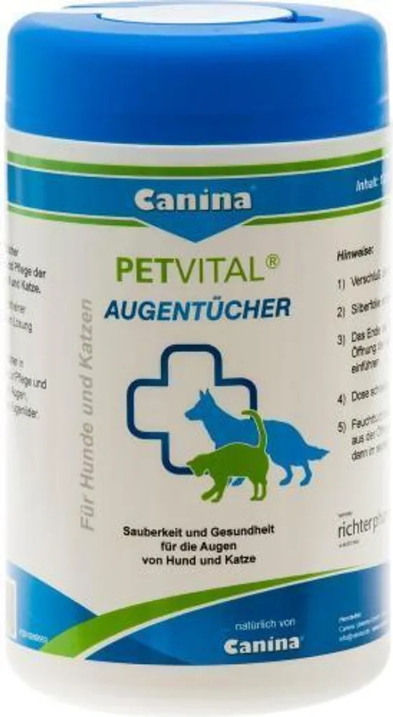 Canina PETVITAL: Salviette Occhi Naturali con Aloe e Amamelide 120pz