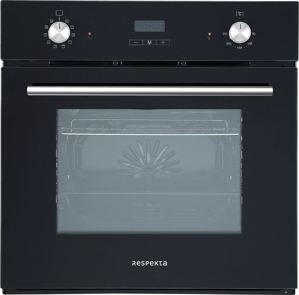 Backofen autark Einbau Herd Grill Heißluft LED-Timer Ofen Schwarz Respekta