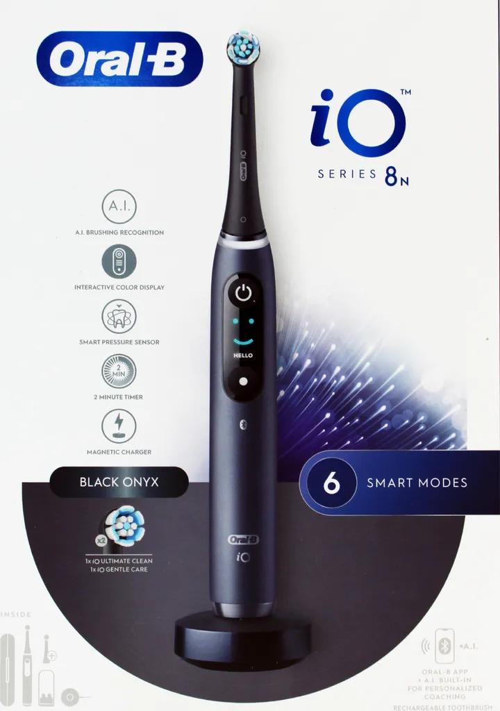 Oral-B iO 8N Brosse à dents électrique Noire avec écran couleur et étui