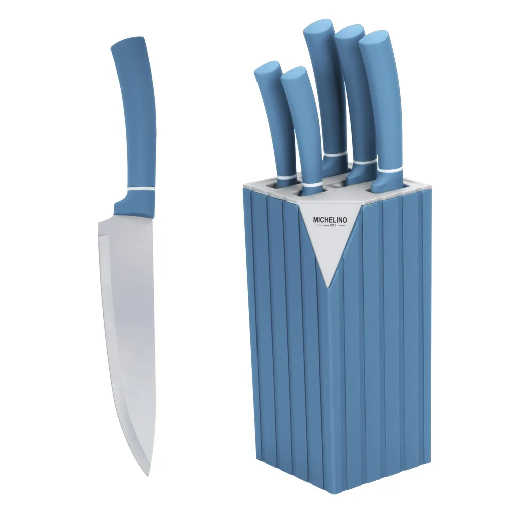 Ceppo Coltelli Ribelli 6 Pezzi Inox Blu: Efficienza in Cucina