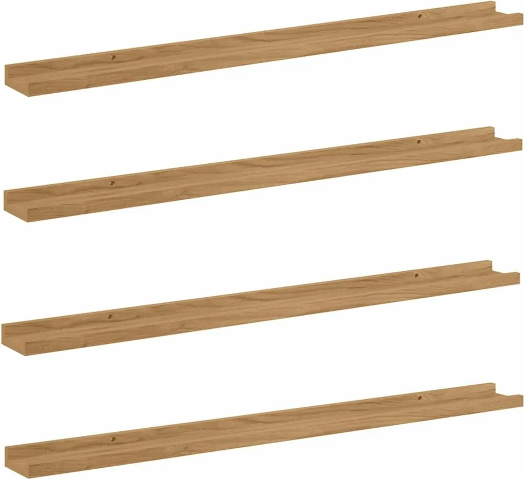 vidaXL Mensole da parete con ripiano 4 pezzi Marrone 100 x 9 x 3 cm Materiale a base di legno
