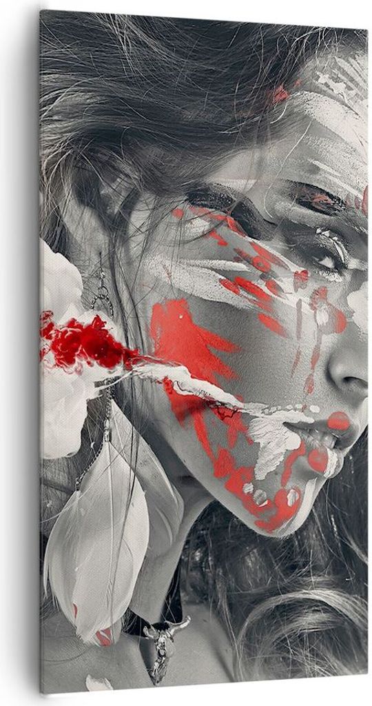 Bild auf Leinwand - Leinwandbild - Frau Gesicht Kunst - 65x120cm - Wand Bild - Wanddeko - Leinwanddruck - Bilder - Kunstdruck - Wanddekoration - Le...