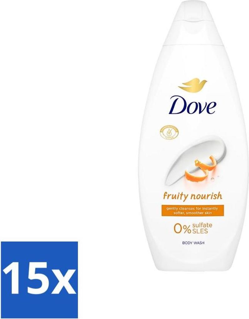 Dove Fruity Nourish Duschgel – Sulfatfrei – 250 ml - Vorteilspack - 15 Stücke