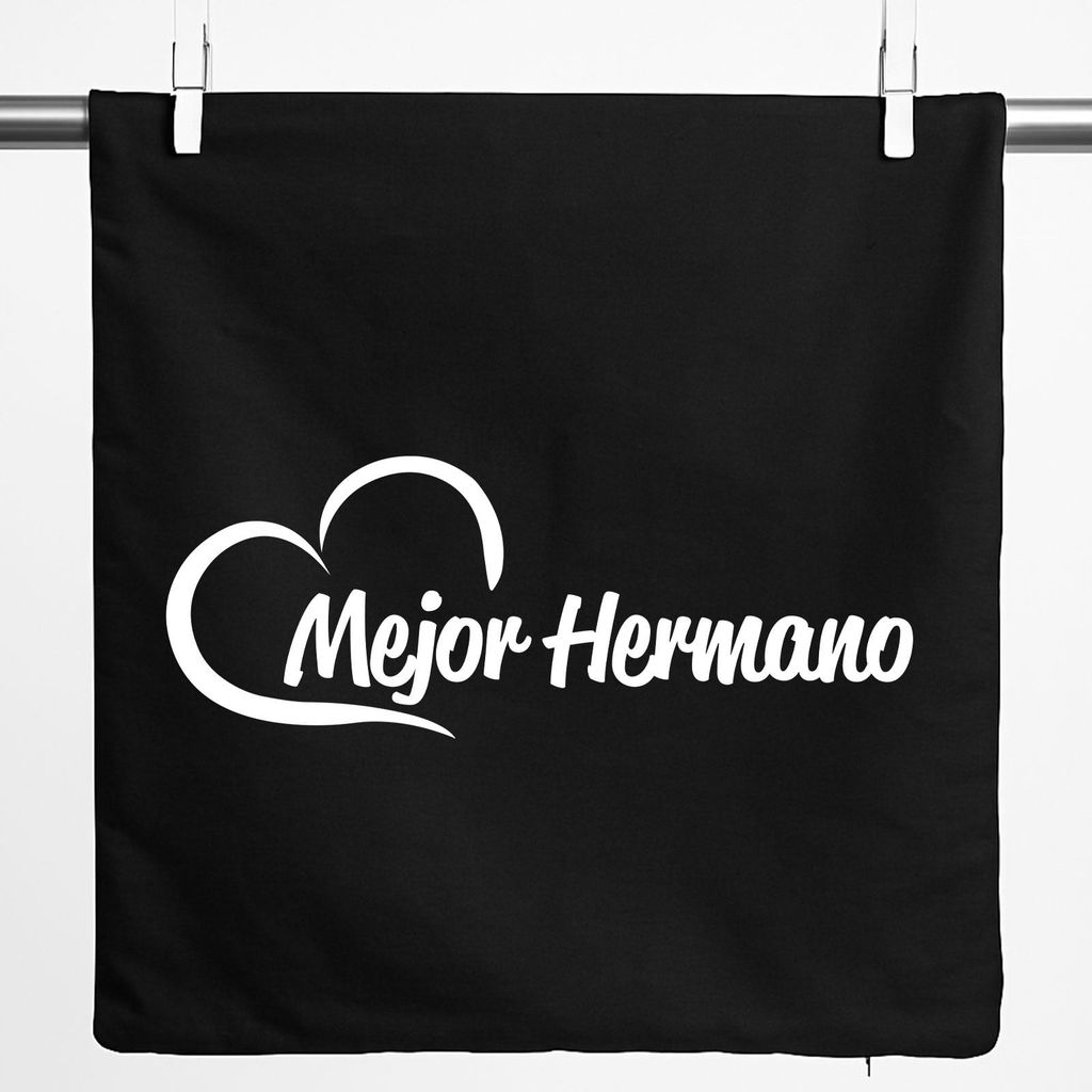 Huuraa Kissenbezug Mejor Hermano Corazón 40x40cm Black Baumwolle Dekokissenbezug Geschenkidee