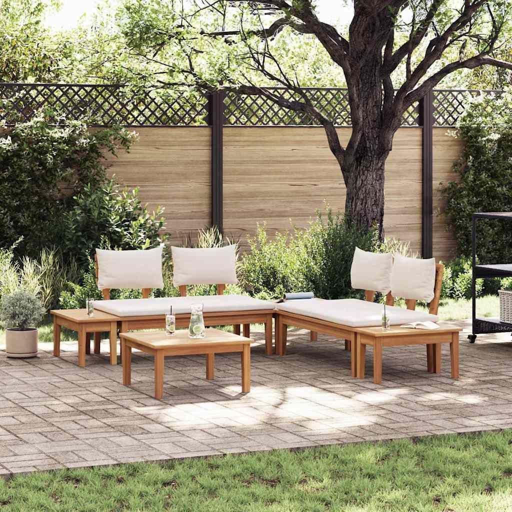 Gartenbänke Set 3 pcs Braun und Creme 2-Sitzer S Massivholz Produktbild 