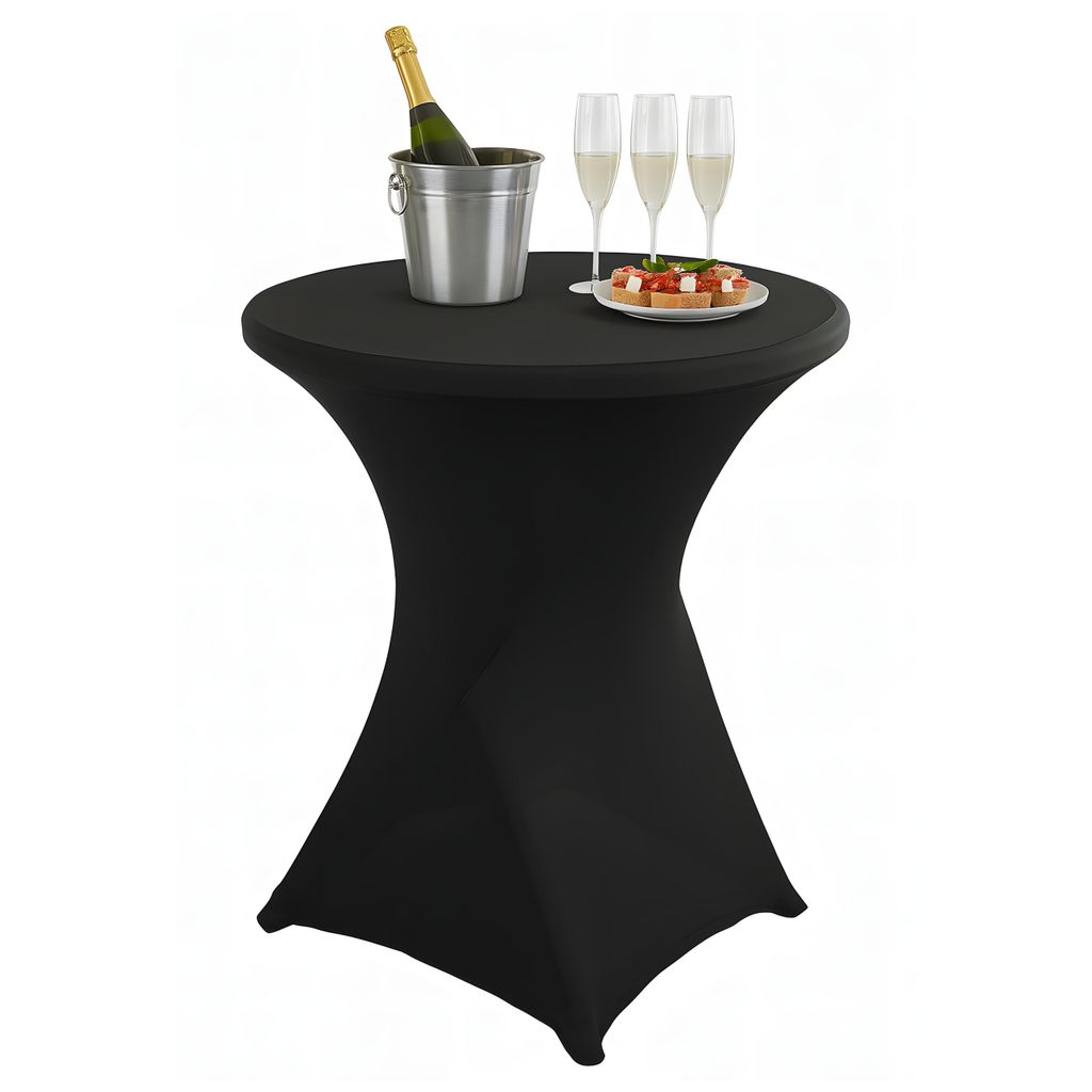 Stehtischhusse 80x110 cm – Schwarz – Stretch – Produktbild 