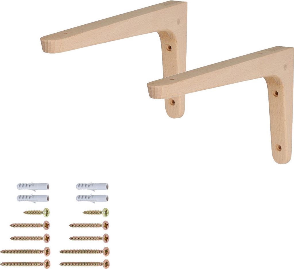 1 Paar Regalhalter Holzkonsole Buche Holzwinkel Produktbild 