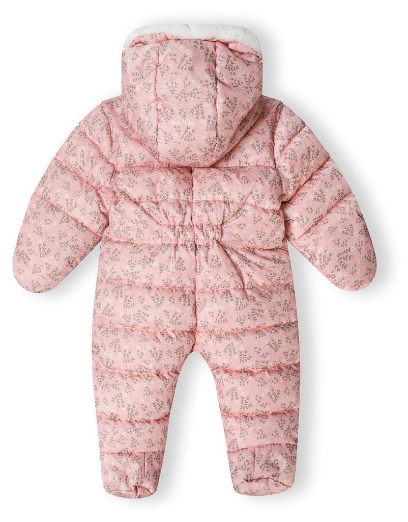 Minoti Schneeanzug Mädchen Rosa wattierten Overall mit Kapuze und Blumenmuster