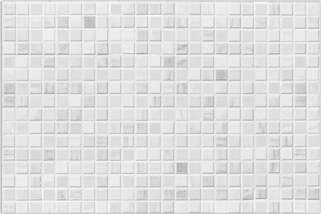 Wallario Wandbild Fliesen im Bad weiß-grau, Größe: 61 x 91,5 cm, Poster mit rahmenlosen Bildhalter