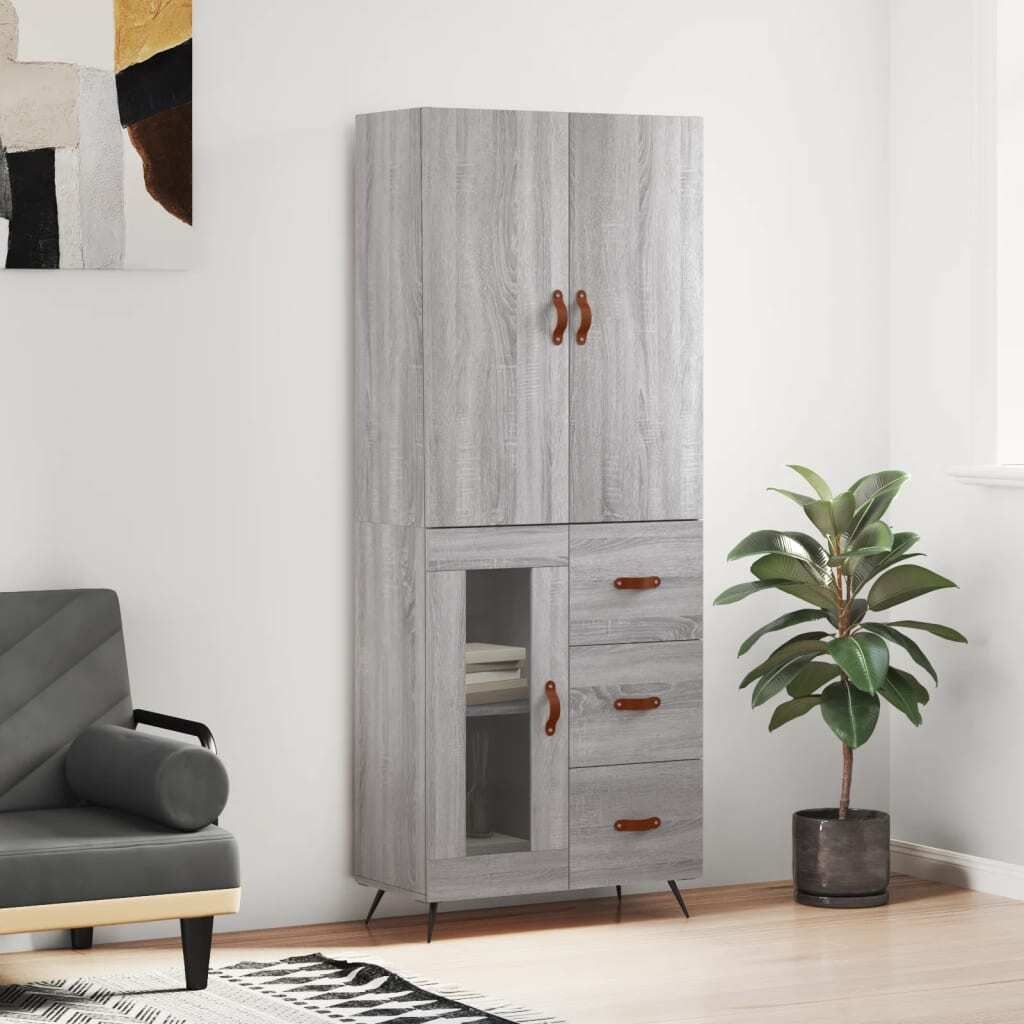 vidaXL Highboard Grau Sonoma 69,5x34x180 cm Holzwerkstoff