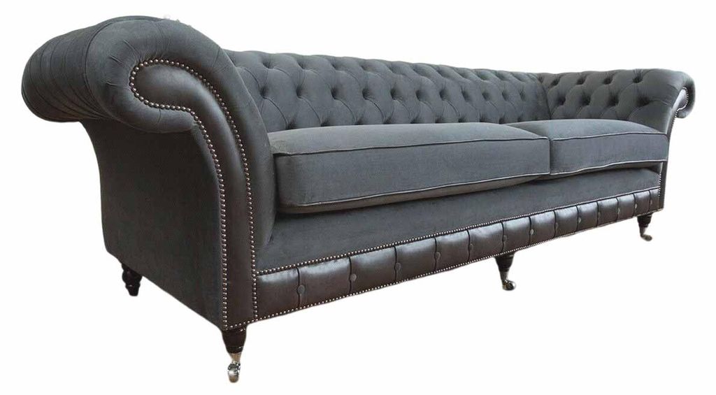Design Couch Luxus Polstersofas Sofa 4 Sitzer Chesterfield Luxus Grau