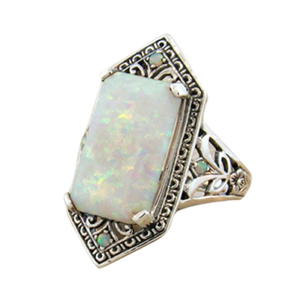 Frauen Ring Quadrat Faux Edelstein Schmuck Vintage Geometrische Ring Schmuck Geschenke-B,US 11