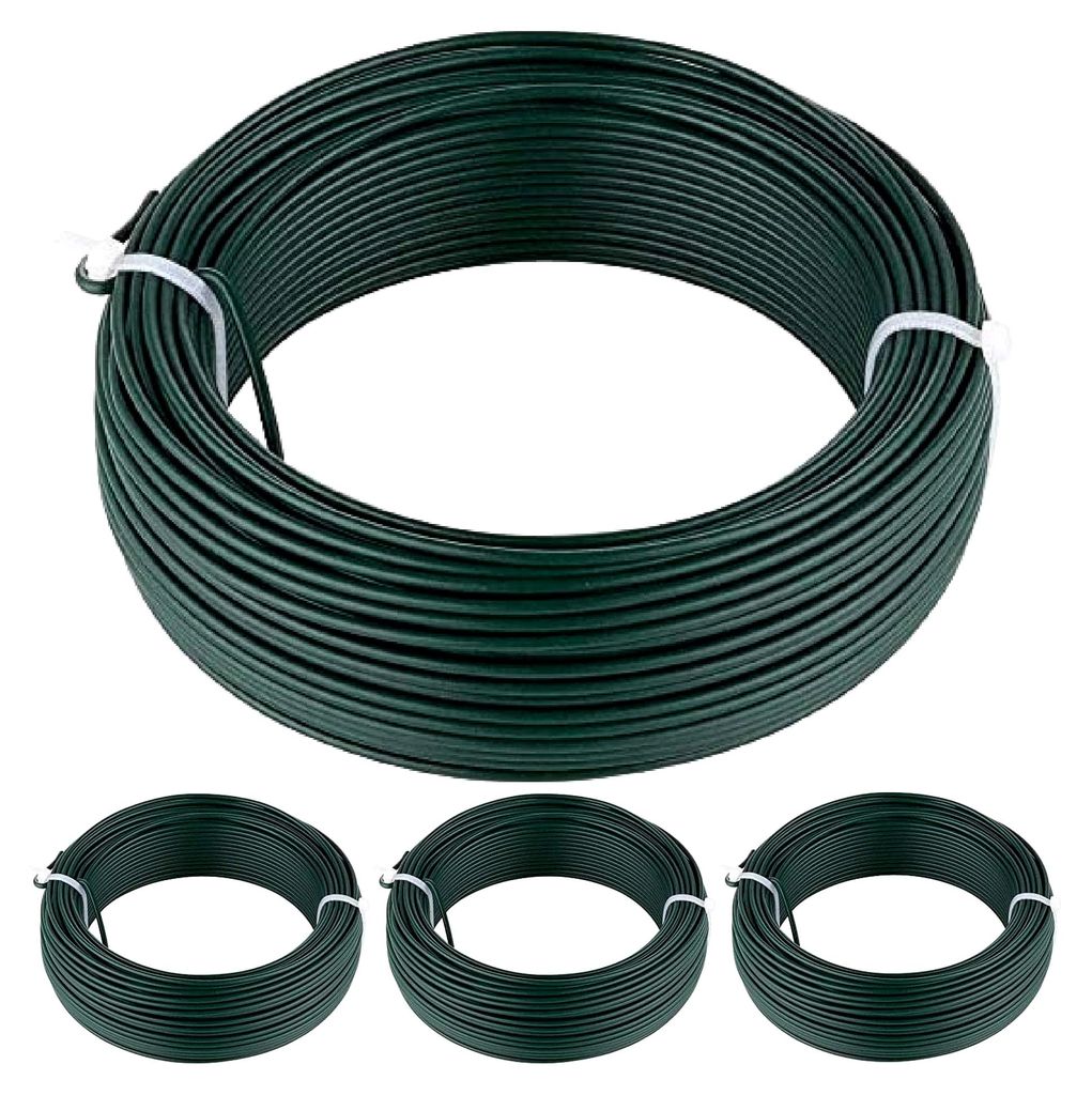 Amagabeli 2,75 mm x 50 m x 4 Stück Bindedraht für Gartenzaun und Bastelarbeiten, verzinkt