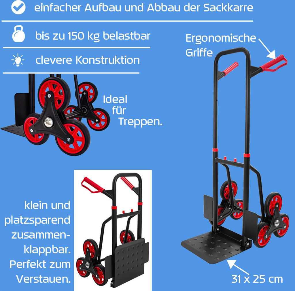 Treppenkarre Sackkarre 150 kg Stapelkarre Transportkarre Produktbild 6